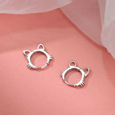 Cats On Silver Hoop Earrings Earrings KittyNook Cat Company